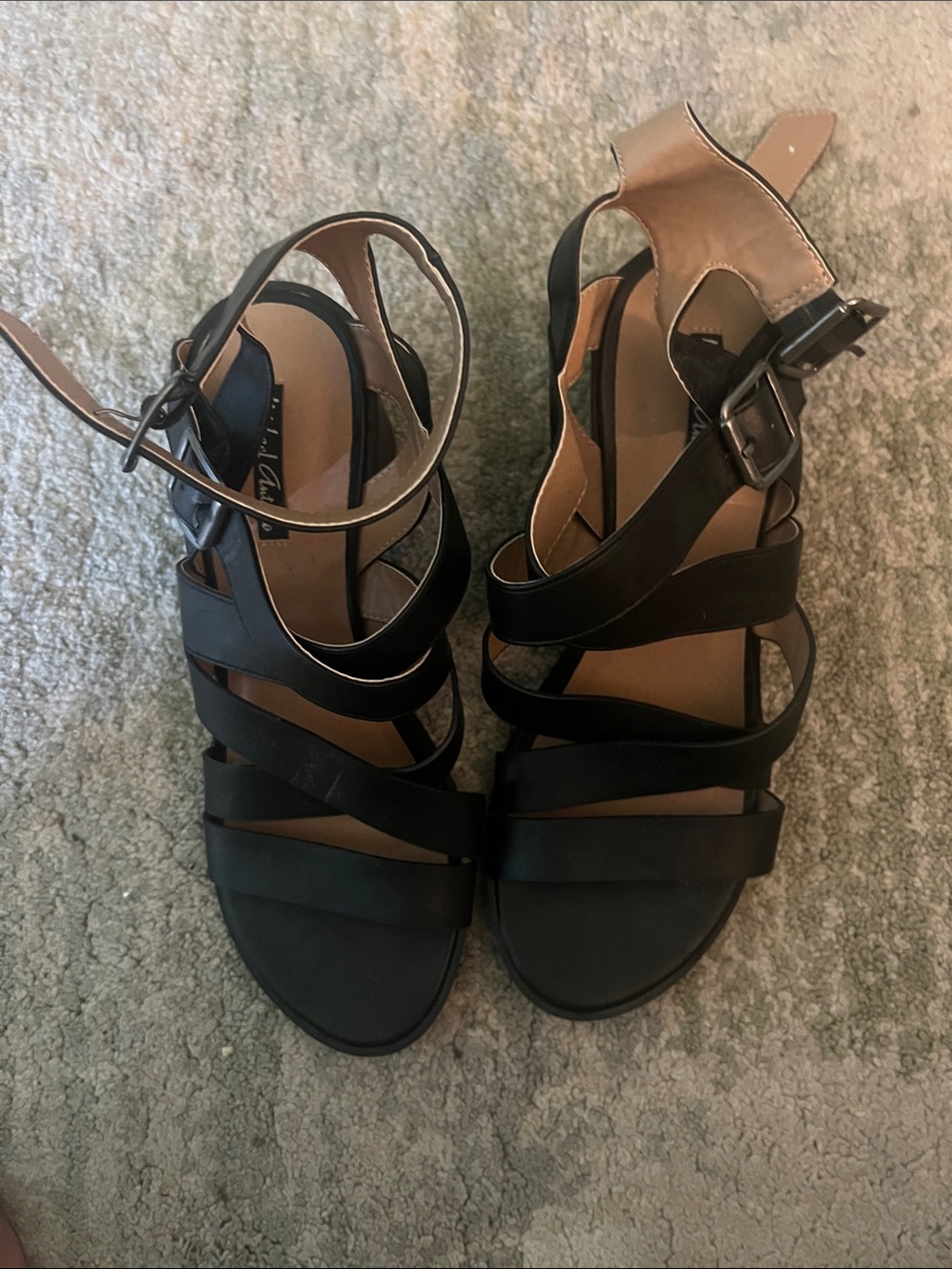 Michael Antonio Women's Black Strappy Buckle Sandals 8.5